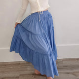 Tiered Crinkle Midi Skirt - Blue-skirt- Hometown Style HTS, women's in store and online boutique located in Ingersoll, Ontario
