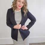 Knit Long Sleeve Blazer - Black-Blazer- Hometown Style HTS, women's in store and online boutique located in Ingersoll, Ontario