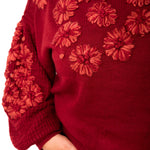 Flower Detail Sweater - Crimson-Sweater- Hometown Style HTS, women's in store and online boutique located in Ingersoll, Ontario