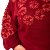 Flower Detail Sweater - Crimson-Sweater- Hometown Style HTS, women's in store and online boutique located in Ingersoll, Ontario