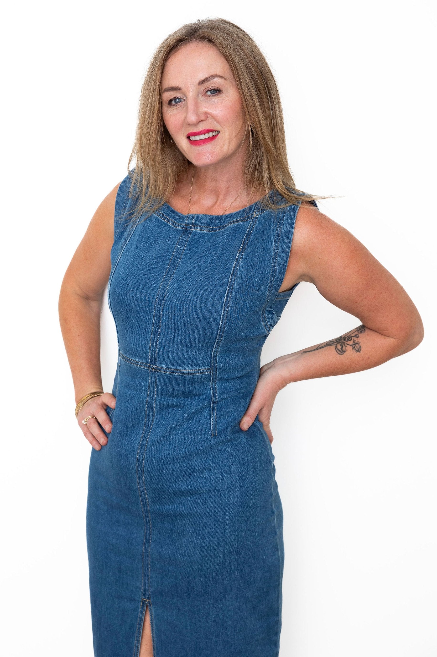 Sleeveless Denim Midi Dress-dress- Hometown Style HTS, women's in store and online boutique located in Ingersoll, Ontario