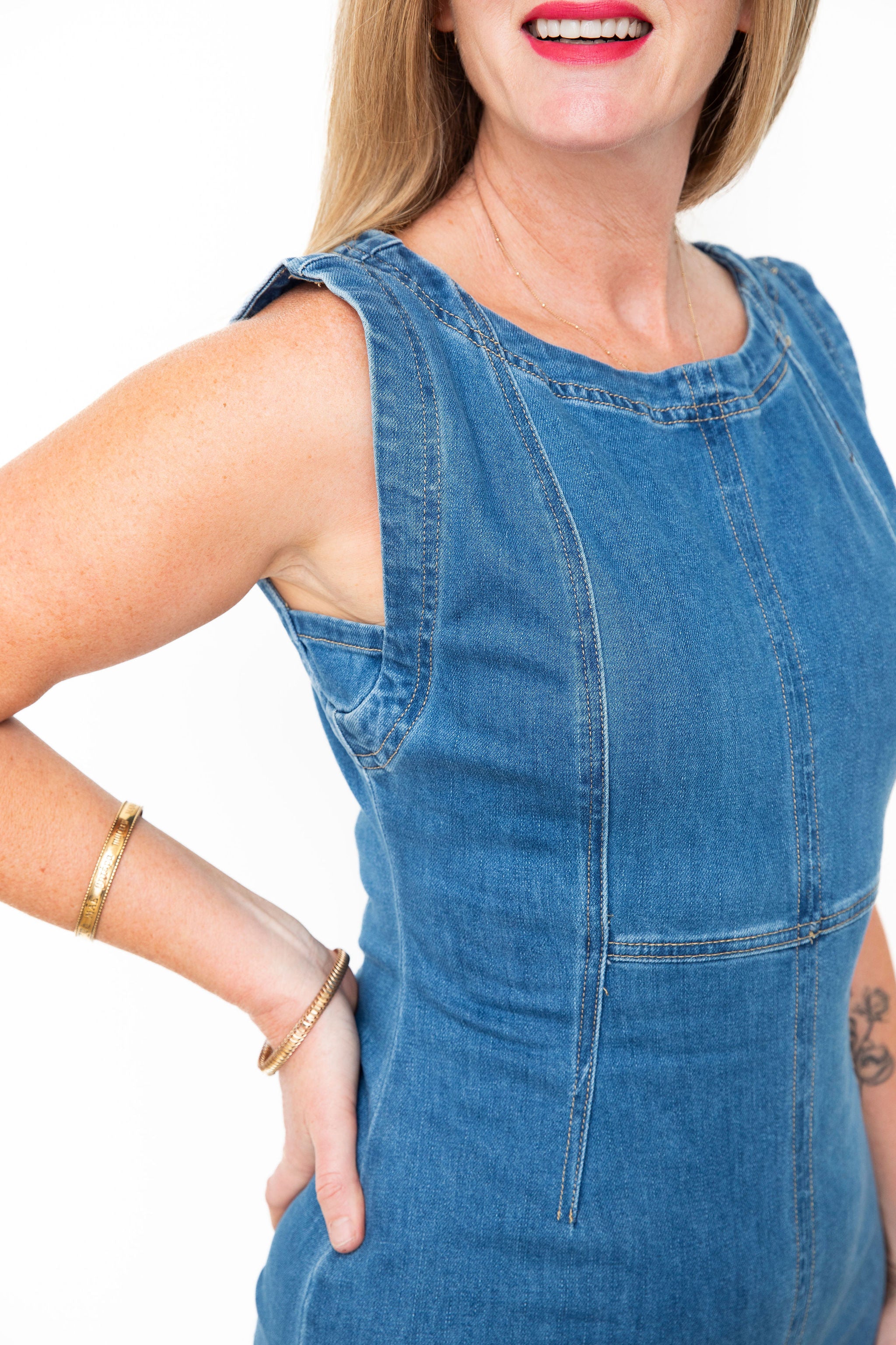 Sleeveless Denim Midi Dress-dress- Hometown Style HTS, women's in store and online boutique located in Ingersoll, Ontario