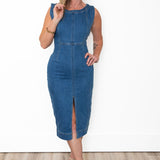 Sleeveless Denim Midi Dress-dress- Hometown Style HTS, women's in store and online boutique located in Ingersoll, Ontario