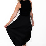 Pleated Mock Neck Dress - Black-Dresses- Hometown Style HTS, women's in store and online boutique located in Ingersoll, Ontario