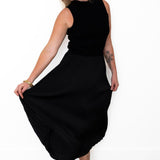 Pleated Mock Neck Dress - Black-Dresses- Hometown Style HTS, women's in store and online boutique located in Ingersoll, Ontario