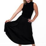 Pleated Mock Neck Dress - Black-Dresses- Hometown Style HTS, women's in store and online boutique located in Ingersoll, Ontario