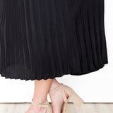 Pleated Mock Neck Dress - Black-Dresses- Hometown Style HTS, women's in store and online boutique located in Ingersoll, Ontario