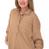 Drop Shoulder Collared Knit Top - Tan-Tops- Hometown Style HTS, women's in store and online boutique located in Ingersoll, Ontario