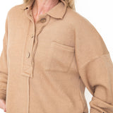 Drop Shoulder Collared Knit Top - Tan-Tops- Hometown Style HTS, women's in store and online boutique located in Ingersoll, Ontario