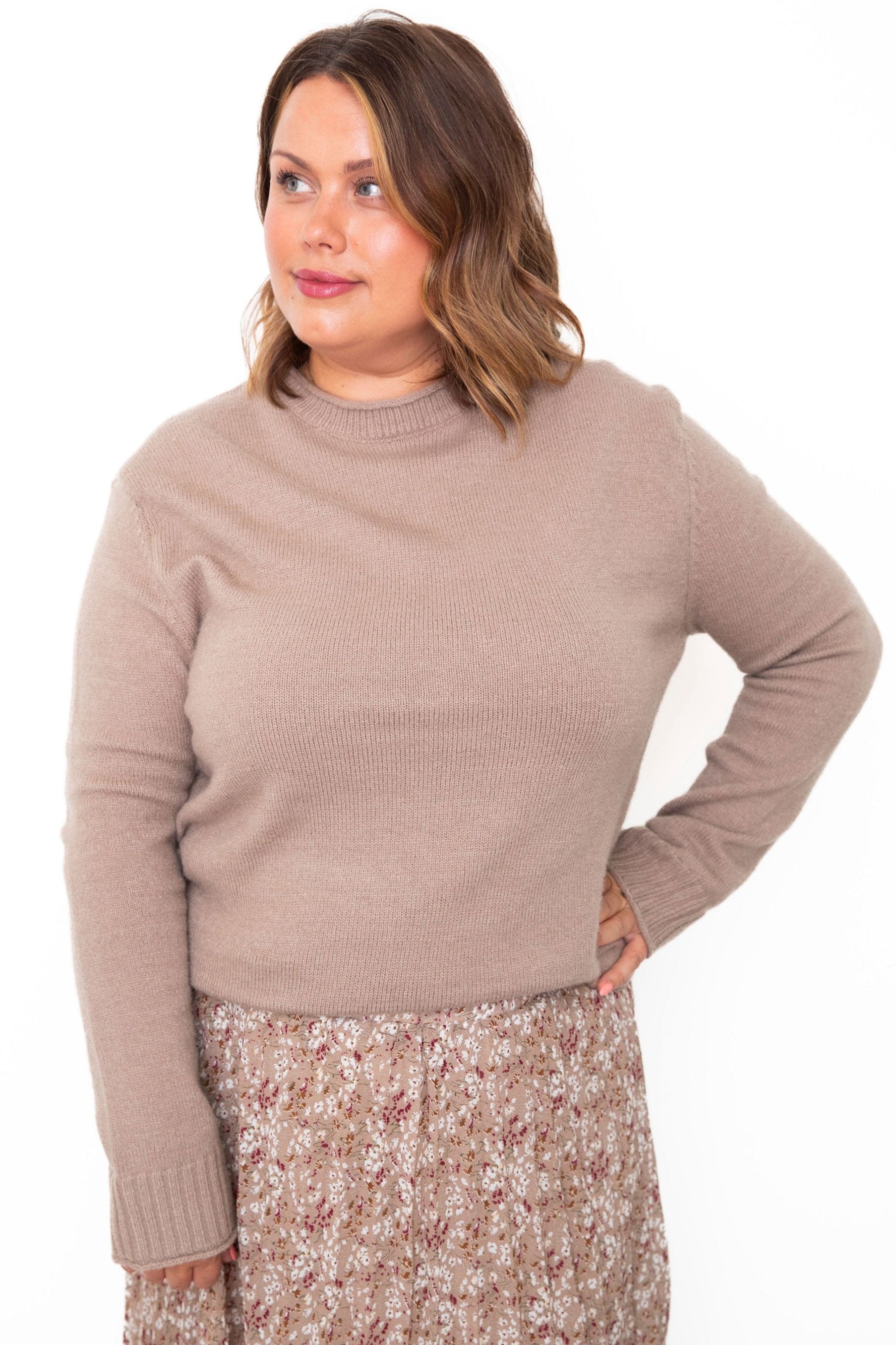 Ribbed Band Sweater - Mocha-sweater- Hometown Style HTS, women's in store and online boutique located in Ingersoll, Ontario