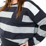 Striped Sweater & Knit Pencil Skirt - Navy-set- Hometown Style HTS, women's in store and online boutique located in Ingersoll, Ontario