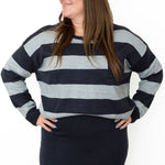 Striped Sweater & Knit Pencil Skirt - Navy-set- Hometown Style HTS, women's in store and online boutique located in Ingersoll, Ontario