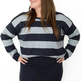 Striped Sweater & Knit Pencil Skirt - Navy-set- Hometown Style HTS, women's in store and online boutique located in Ingersoll, Ontario