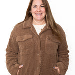 Sherpa Jacket - Chocolate-Coats & Jackets- Hometown Style HTS, women's in store and online boutique located in Ingersoll, Ontario