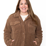 Sherpa Jacket - Chocolate-Coats & Jackets- Hometown Style HTS, women's in store and online boutique located in Ingersoll, Ontario