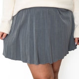 Pleated Mini Skirt - Grey-skirt- Hometown Style HTS, women's in store and online boutique located in Ingersoll, Ontario