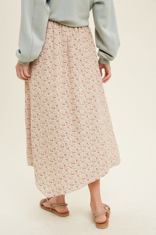 Floral Print Midi Skirt - Cream-Skirt- Hometown Style HTS, women's in store and online boutique located in Ingersoll, Ontario