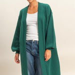 Longline Knit Open Cardigan - Emerald-Sweaters and Cardigans- Hometown Style HTS, women's in store and online boutique located in Ingersoll, Ontario