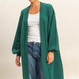Longline Knit Open Cardigan - Emerald-Sweaters and Cardigans- Hometown Style HTS, women's in store and online boutique located in Ingersoll, Ontario