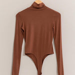 Long Sleeve Turtle Neck Bodysuit - Chestnut-Bodysuit- Hometown Style HTS, women's in store and online boutique located in Ingersoll, Ontario