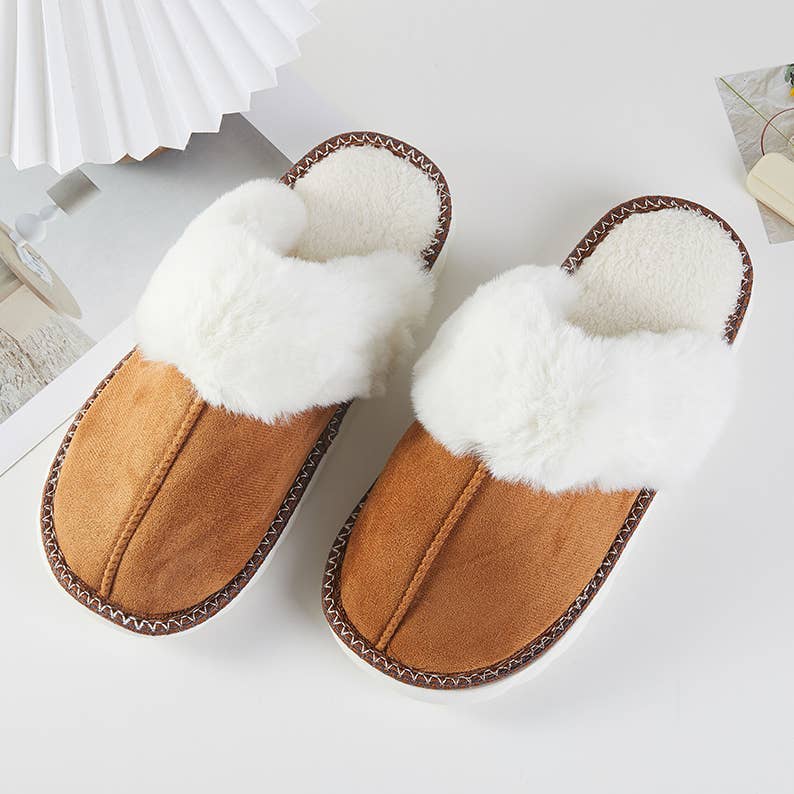 Fluffy Faux Fur Lined Indoor Slippers - Camel-gift- Hometown Style HTS, women's in store and online boutique located in Ingersoll, Ontario