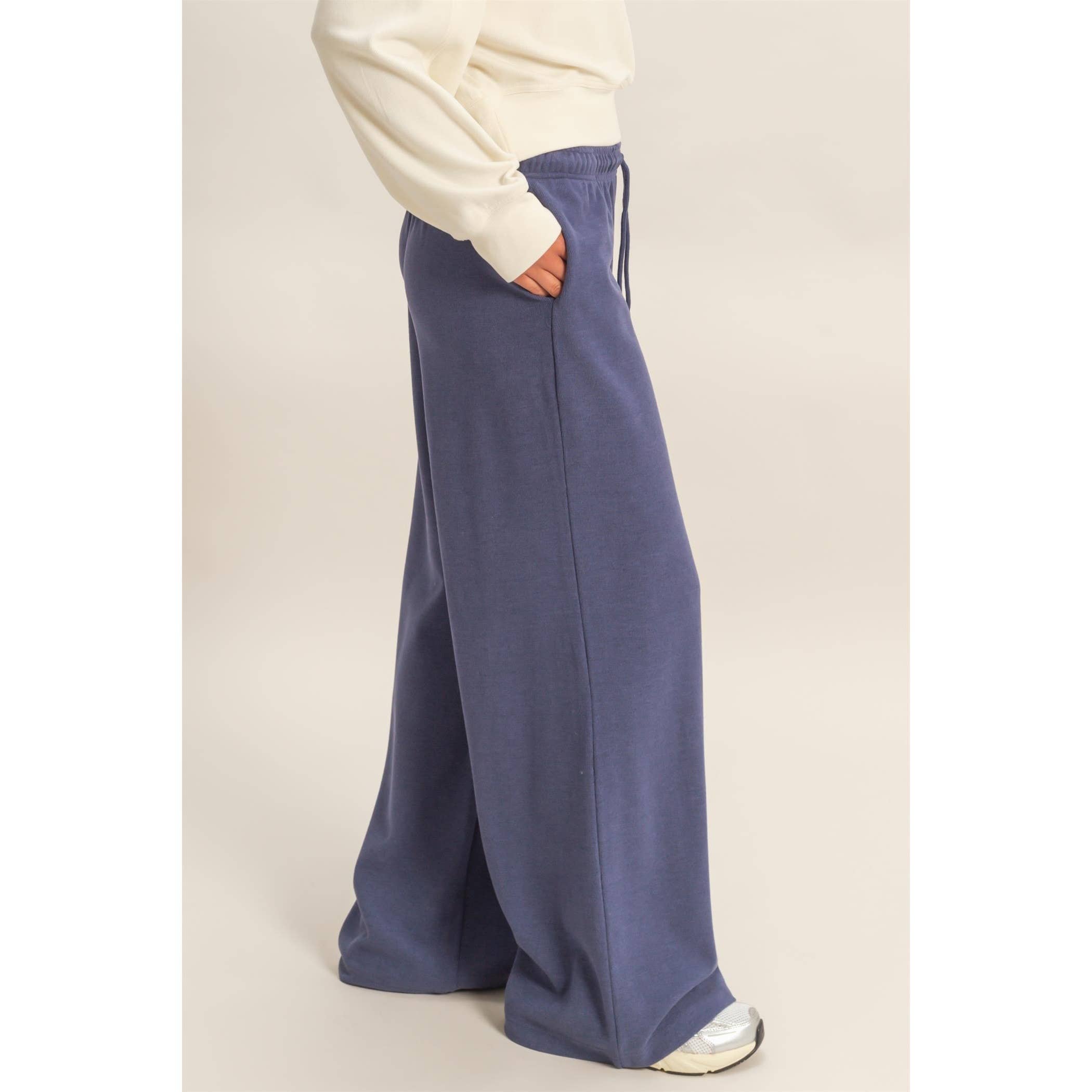 Wide Leg Jogger Pant - Indigo Blue-Pants- Hometown Style HTS, women's in store and online boutique located in Ingersoll, Ontario