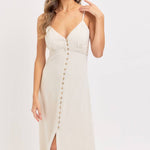 Feminine Linen Blend Midi Dress-dress- Hometown Style HTS, women's in store and online boutique located in Ingersoll, Ontario