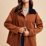 Cotton Chore Jacket - Cognac-Coat & Jackets- Hometown Style HTS, women's in store and online boutique located in Ingersoll, Ontario