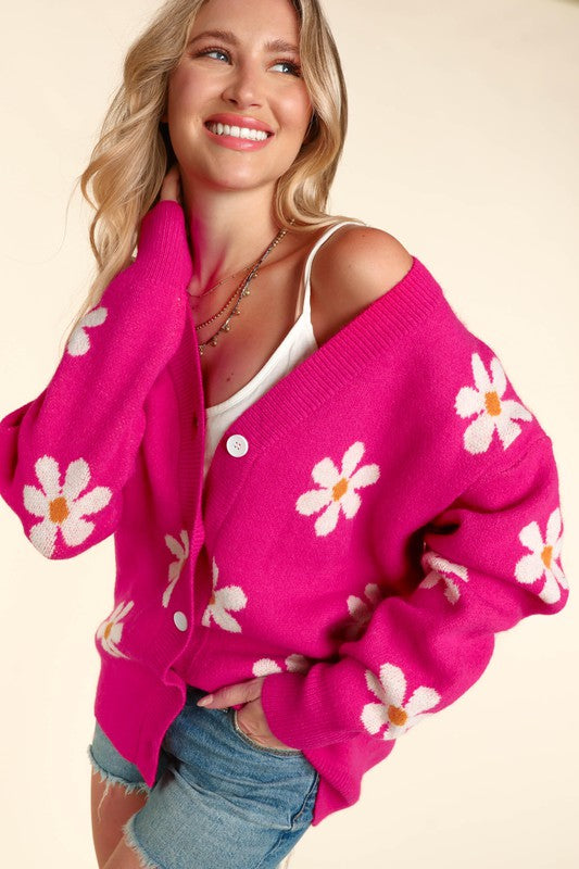 Daisy Cardi - Pink-Sweater- Hometown Style HTS, women's in store and online boutique located in Ingersoll, Ontario