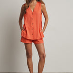 Button Up Tank Top and Shorts Set - Punch-Shorts- Hometown Style HTS, women's in store and online boutique located in Ingersoll, Ontario