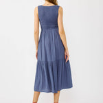 Flowy Tiered Midi Dress with Side Pockets-Slate Blue-dress- Hometown Style HTS, women's in store and online boutique located in Ingersoll, Ontario