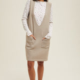 Brushed Knit Sweater Mini Dress - Stone-Dress- Hometown Style HTS, women's in store and online boutique located in Ingersoll, Ontario