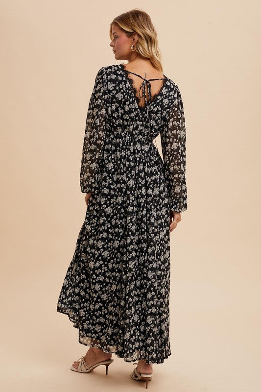 Floral Lace Maxi Dress - Black-dress- Hometown Style HTS, women's in store and online boutique located in Ingersoll, Ontario