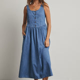 Denim Midi Dress-Casual Dresses- Hometown Style HTS, women's in store and online boutique located in Ingersoll, Ontario
