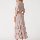 Floral Surplice Maxi Dress - Ivory-dresses- Hometown Style HTS, women's in store and online boutique located in Ingersoll, Ontario