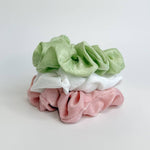 Spring Satin Scrunchies (Set of 3)-hair accessories- Hometown Style HTS, women's in store and online boutique located in Ingersoll, Ontario