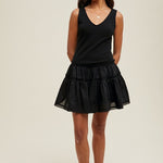 Mixed Media Knit Mini Dress - Black-dress- Hometown Style HTS, women's in store and online boutique located in Ingersoll, Ontario