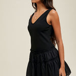 Mixed Media Knit Mini Dress - Black-dress- Hometown Style HTS, women's in store and online boutique located in Ingersoll, Ontario