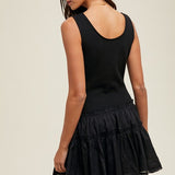 Mixed Media Knit Mini Dress - Black-dress- Hometown Style HTS, women's in store and online boutique located in Ingersoll, Ontario