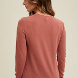 Basic Fitted Knit Top - Brick-tee- Hometown Style HTS, women's in store and online boutique located in Ingersoll, Ontario