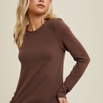 Basic Fitted Knit Top - Espresso-tee- Hometown Style HTS, women's in store and online boutique located in Ingersoll, Ontario