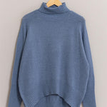 Long Turtle Neck Sweater - Blue-Sweater- Hometown Style HTS, women's in store and online boutique located in Ingersoll, Ontario