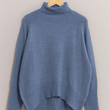 Long Turtle Neck Sweater - Blue-Sweater- Hometown Style HTS, women's in store and online boutique located in Ingersoll, Ontario