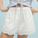Scalloped Lace Cotton Shorts - White-Shorts- Hometown Style HTS, women's in store and online boutique located in Ingersoll, Ontario