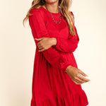 Fit and Flare Knit Dress - Red-Dress- Hometown Style HTS, women's in store and online boutique located in Ingersoll, Ontario