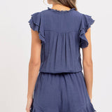 Casual Cotton Romper - Ink-Jumpsuits & Rompers- Hometown Style HTS, women's in store and online boutique located in Ingersoll, Ontario