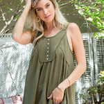 Lace Trim Flowy Button Tank - Sage-tank- Hometown Style HTS, women's in store and online boutique located in Ingersoll, Ontario