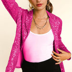 Sequin Open Blazer - Hot Pink-blazer- Hometown Style HTS, women's in store and online boutique located in Ingersoll, Ontario