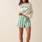 Stripe Short - Green-Shorts- Hometown Style HTS, women's in store and online boutique located in Ingersoll, Ontario