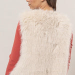 Faux Fur Open Vest - Cream-vest- Hometown Style HTS, women's in store and online boutique located in Ingersoll, Ontario